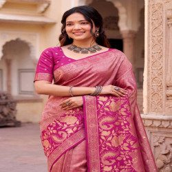 Premium Meenakari Jacquard Woven Saree with Blouse